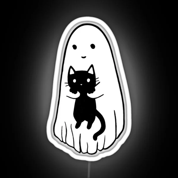 Black Cat Ghost RGB Neon Sign