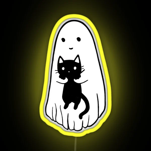 Black Cat Ghost RGB Neon Sign