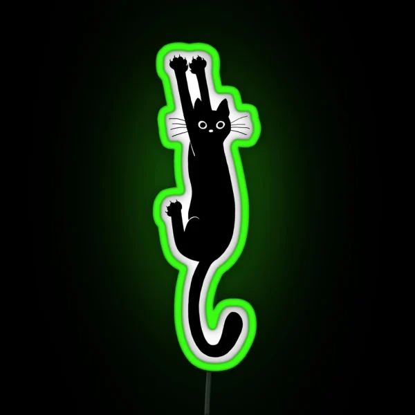Black Cat Holding On RGB Neon Sign