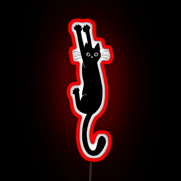 Black Cat Holding On RGB Neon Sign