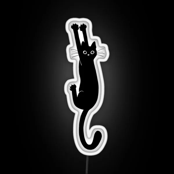Black Cat Holding On RGB Neon Sign