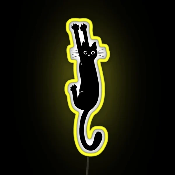 Black Cat Holding On RGB Neon Sign