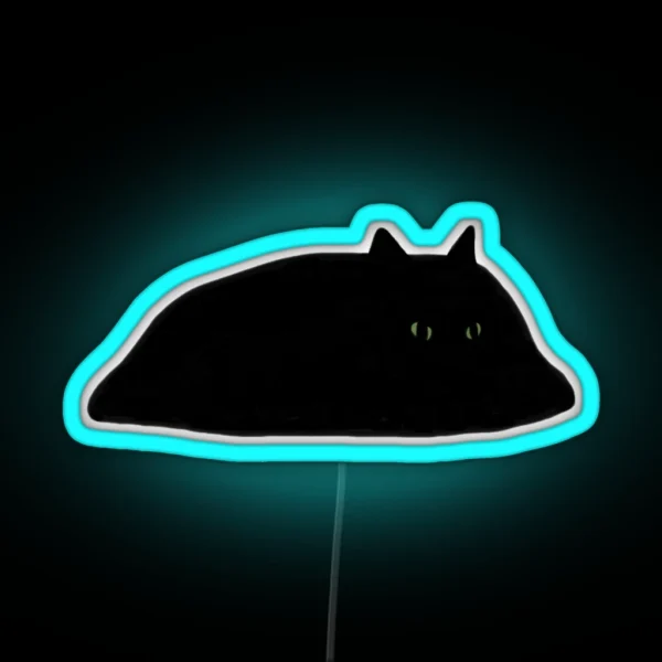 Black Cat Loaf Blob Meme RGB Neon Sign