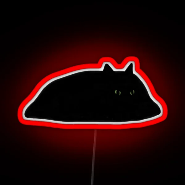 Black Cat Loaf Blob Meme RGB Neon Sign