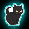 Minimalist black cat silhouette in colorful RGB neon design lighting.