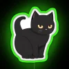 Minimalist black cat design with vibrant RGB glowing neon accents