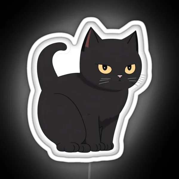 Black Cat Minimalist Style RGB Neon Sign