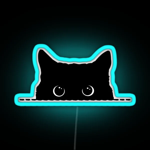 Black Cat Peeking RGB Neon Sign