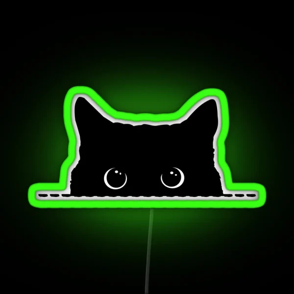 Black Cat Peeking RGB Neon Sign