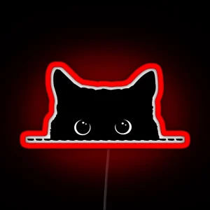 Black Cat Peeking RGB Neon Sign