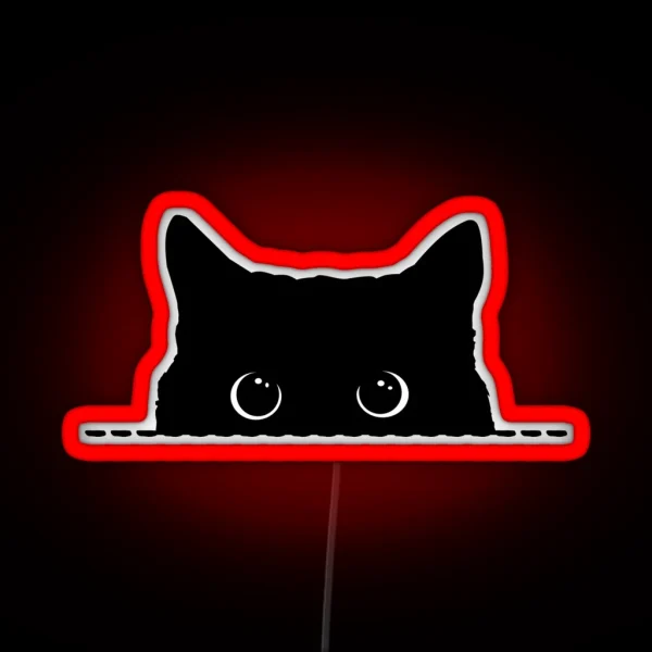 Black Cat Peeking RGB Neon Sign