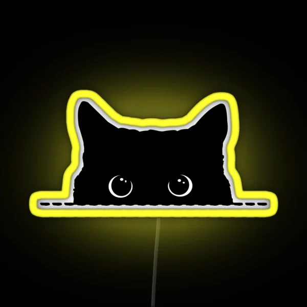 Black Cat Peeking RGB Neon Sign