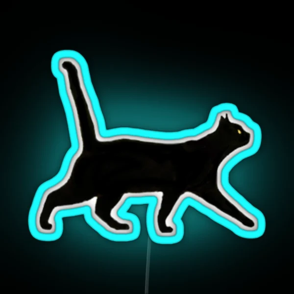 Black Cat Walkin RGB Neon Sign