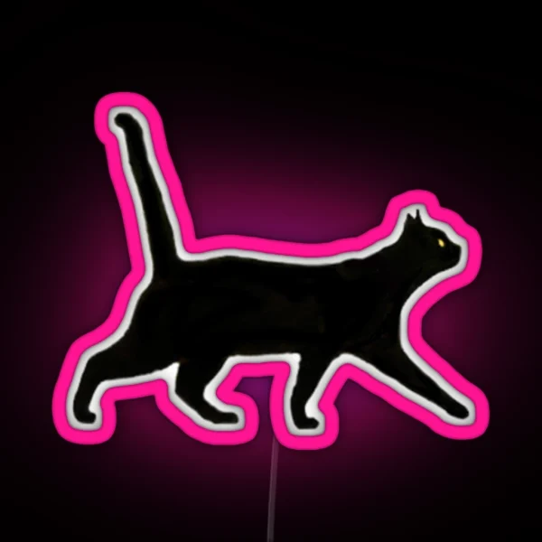 Black Cat Walkin RGB Neon Sign