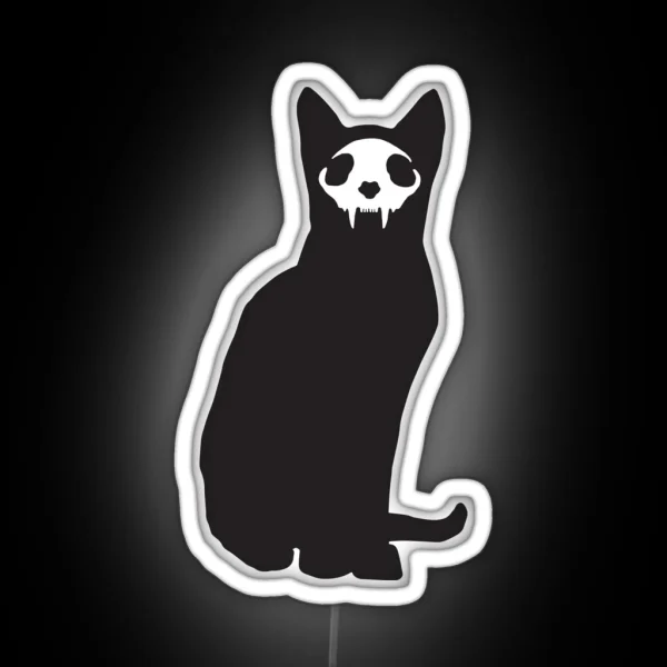 Black Cat With Skull RGB Neon Sign