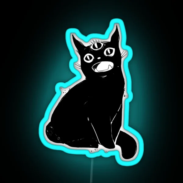 Black Cat With Third Eye RGB Neon Sign