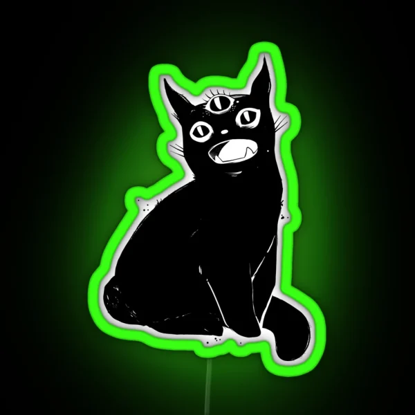 Black Cat With Third Eye RGB Neon Sign
