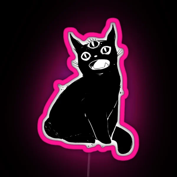 Black Cat With Third Eye RGB Neon Sign
