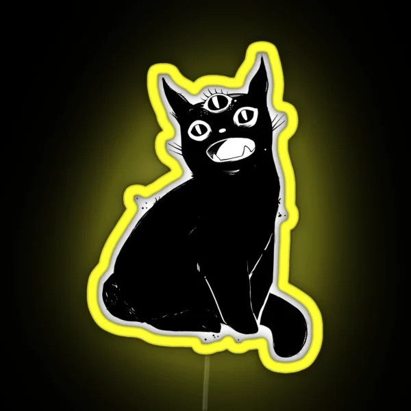 Black Cat With Third Eye RGB Neon Sign