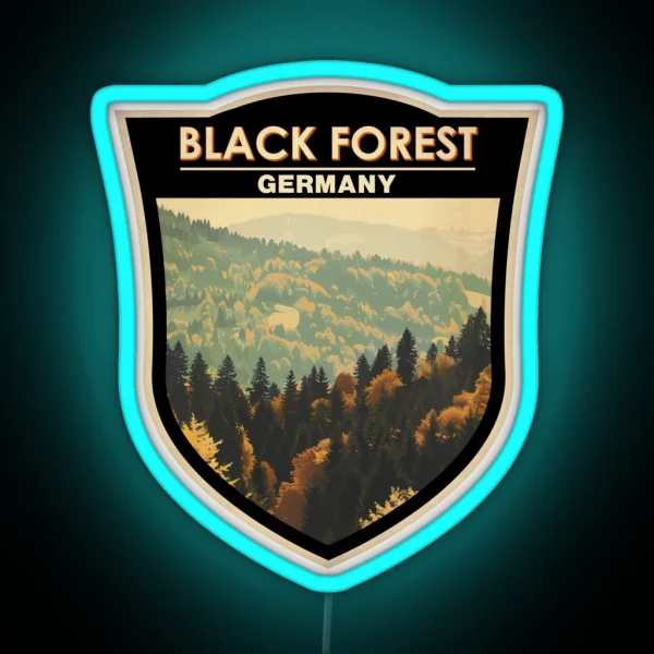 Black Forest Germany Travel Art Badge RGB Neon Sign