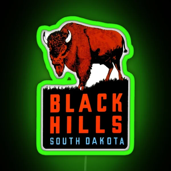 Black Hills South Dakota Vintage Travel Decal RGB Neon Sign