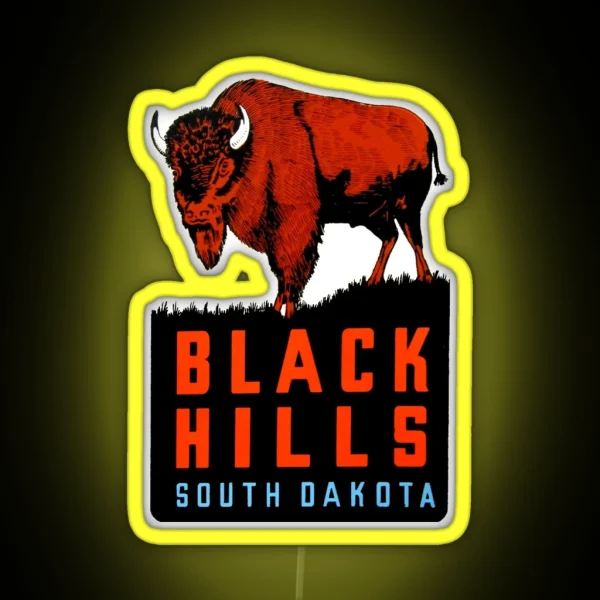 Black Hills South Dakota Vintage Travel Decal RGB Neon Sign