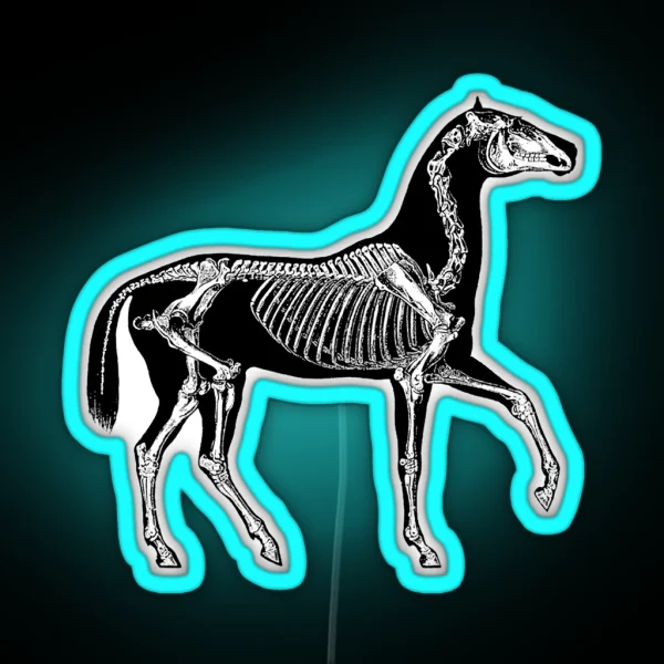 Black Horse With Skeleton RGB Neon Sign