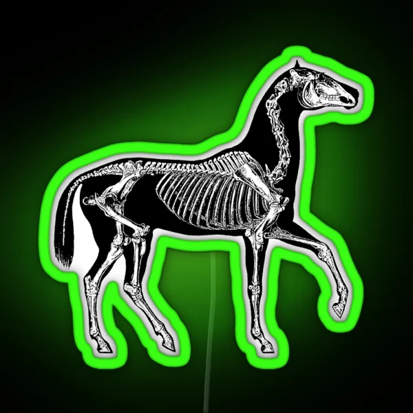 Black Horse With Skeleton RGB Neon Sign