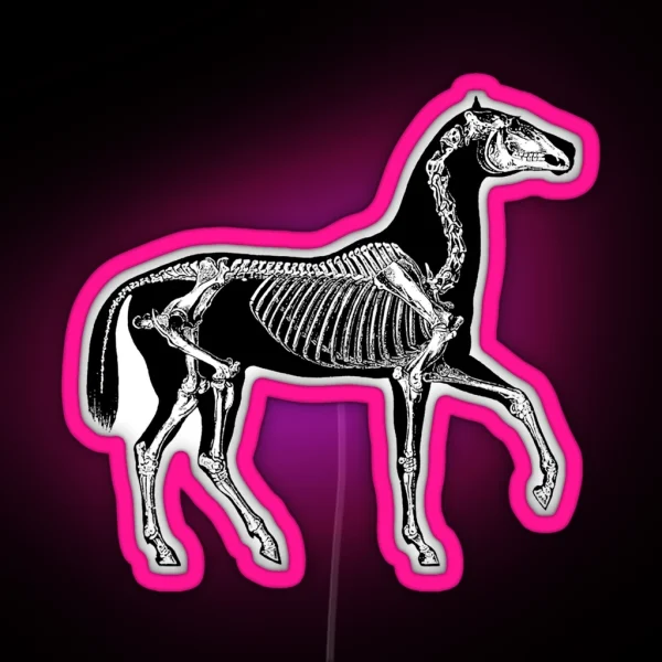 Black Horse With Skeleton RGB Neon Sign