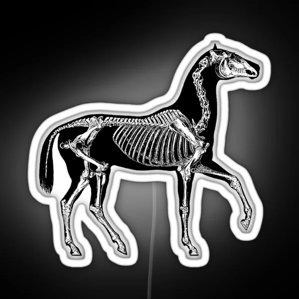 Black Horse With Skeleton RGB Neon Sign