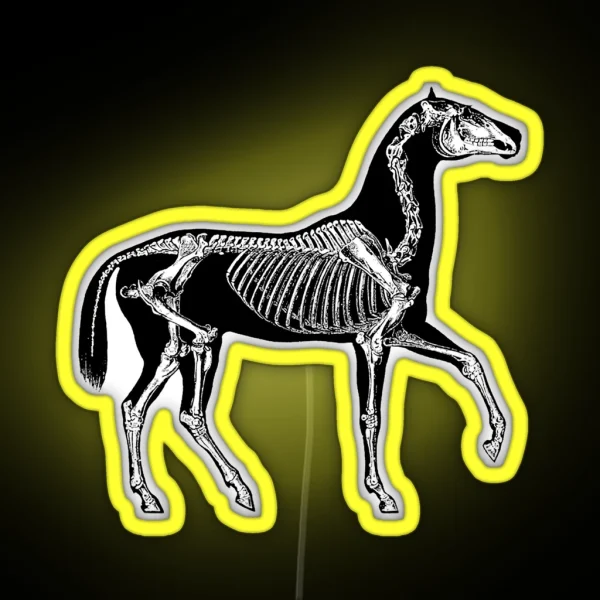 Black Horse With Skeleton RGB Neon Sign