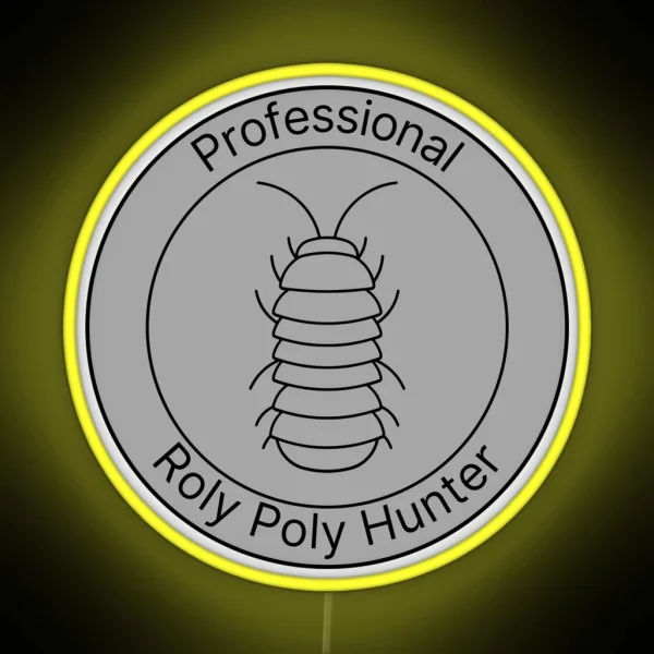 Black Professional Roly Poly Hunter Badge RGB Neon Sign