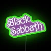Black Sabbath inspired LED neon art with vibrant purple glow