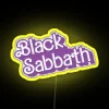 Black Sabbath inspired purple and green neon art display