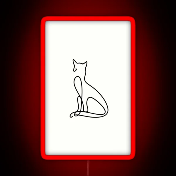 Black White Sketch Line Cat Animal Work Of Art RGB Neon Sign
