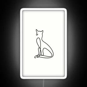 Black White Sketch Line Cat Animal Work Of Art RGB Neon Sign