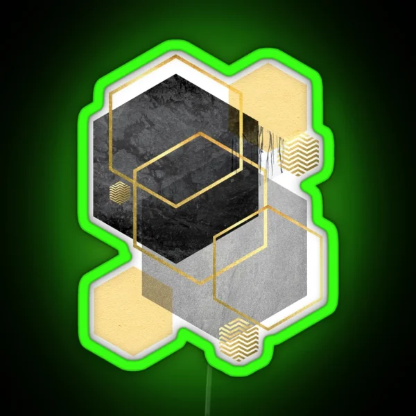 Black Yellow Gold Geometric RGB Neon Sign