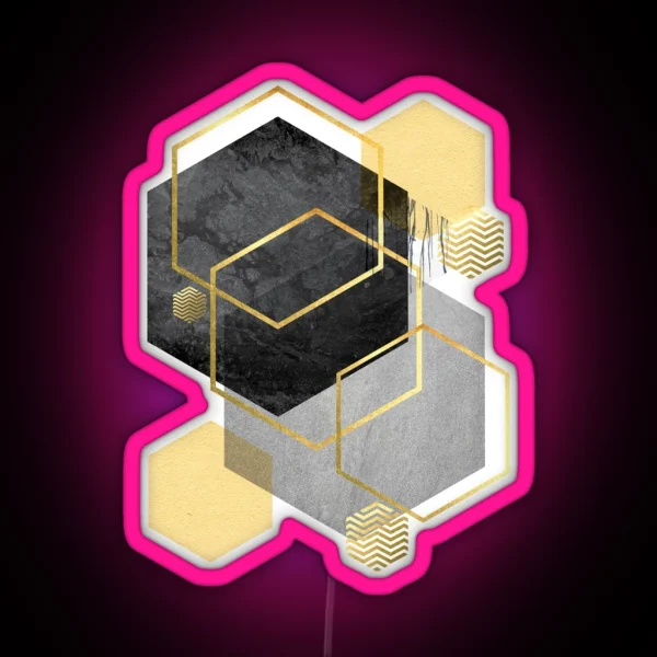 Black Yellow Gold Geometric RGB Neon Sign