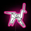 Origami-inspired vibrant neon art display with customizable Blade Runner-esque color effects