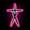 RGB LED canvas art featuring Blair Witch inspired stick figure design
