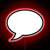 RGB neon speech bubble with empty, blank dialogue inside.