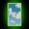 Vibrant, Eye-Catching Glowing Neon Sign with Iridescent Cloud Design Accents