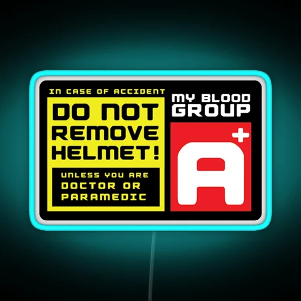 Blood Group A A Positive Helmet Led RGB Neon Sign