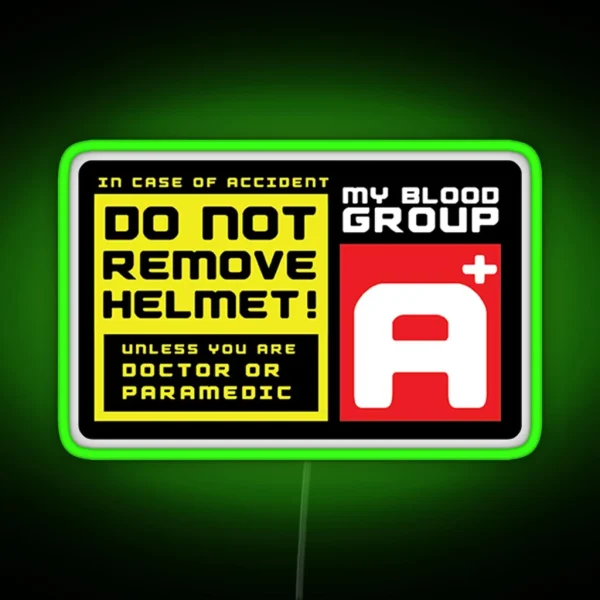 Blood Group A A Positive Helmet Led RGB Neon Sign