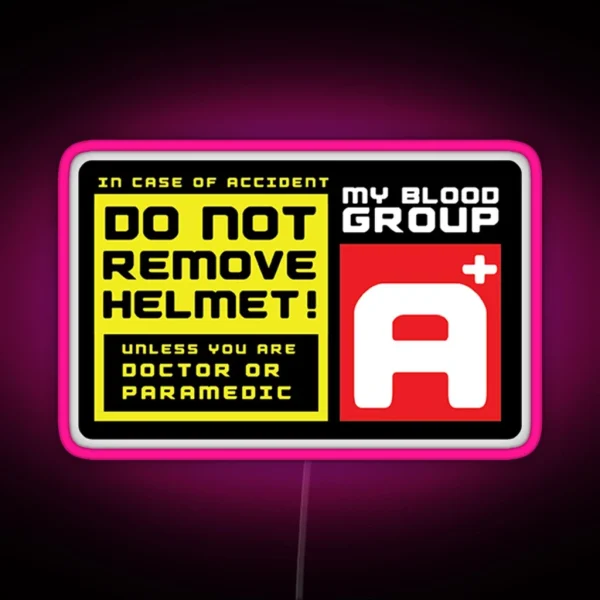 Blood Group A A Positive Helmet Led RGB Neon Sign