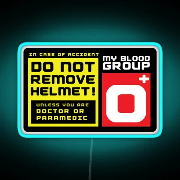 Blood Group O O Positive Helmet Led RGB Neon Sign