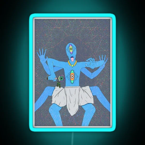 Blue Alien Psychedelic Entity RGB Neon Sign