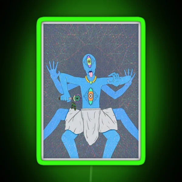 Blue Alien Psychedelic Entity RGB Neon Sign