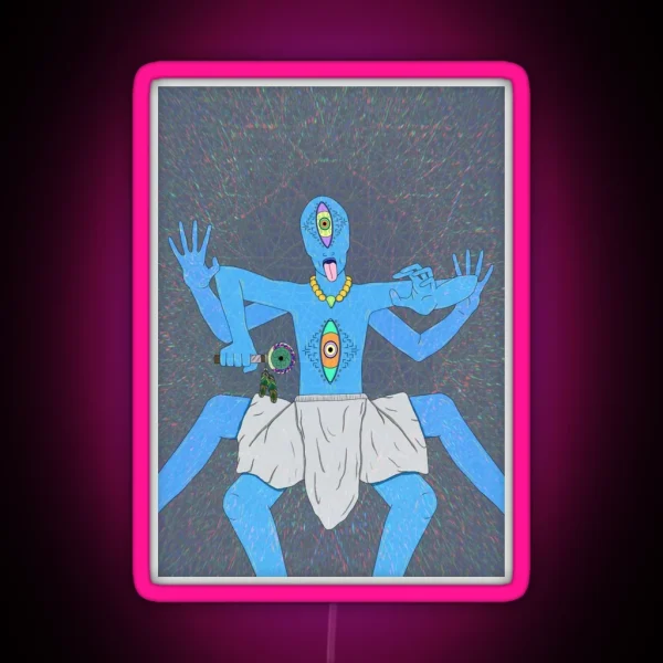 Blue Alien Psychedelic Entity RGB Neon Sign