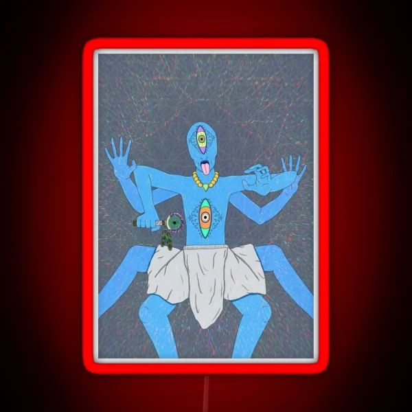 Blue Alien Psychedelic Entity RGB Neon Sign